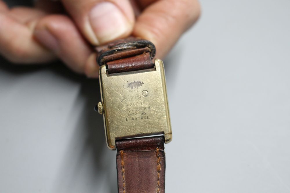 A ladys 925 gilt Must de Cartier manual wind wrist watch,